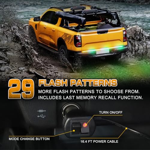 XRIDONSEN 48 inch 288 LED Tailgate Strobe Lights Rear Emergency Lights - color: Amber/Green