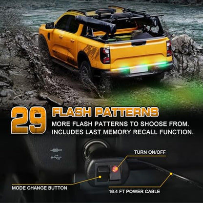 XRIDONSEN 48 inch 288 LED Tailgate Strobe Lights Rear Emergency Lights - color: Amber/Green