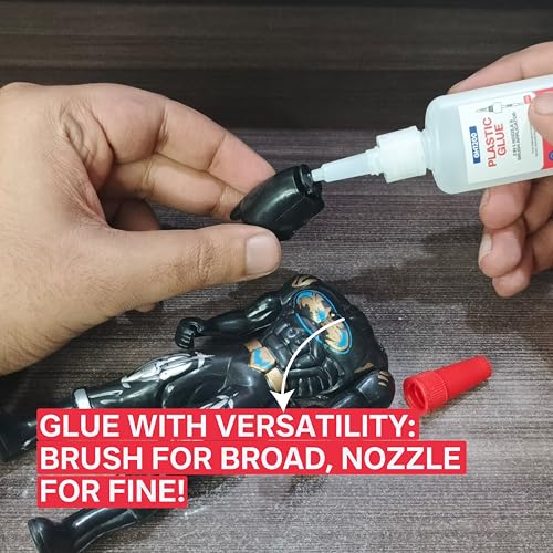 GH1200 (2-in-1) Super Glue for Plastic with Brush Applicator & Nozzle - Fast Setting Plastic Glue Heavy Duty for Solid Bonds, DIY & More, Crystal Clear & No Stain Glue
