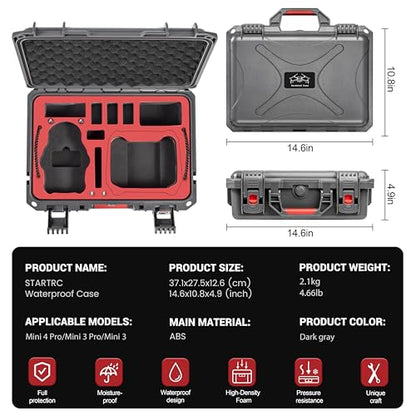 STARTRC Mini 4 Pro Case,Dual Layer Hard Case for DJI Mini 3 for Skyrover X1 - color: Grey-Dual Layer