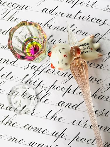 Complete Calligraphy Set with Dip Pen, Glass Inkwell, Ink Bottle Holder, Pen Rest, and Nib Storage Box for Calligraphy Enthusiasts