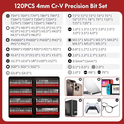 XOOL 200 in 1 Precision Screwdriver Set, Electronics Repair Tool Magnetic Driver Kit with 164 Bits for Phone, MacBook, Computer, Laptop, PC, Tablet, PS4, Xbox, Nintendo, Game Console - color: Red
