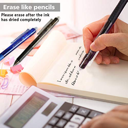 Lineon Erasable Gel Pens, 15 Pack Retractable Erasable Pens Clicker, Fine Point, Make Mistakes Disappear, 8 Black 7 Blue Inks for School & Office - color: 15 Pack Black Blue, size: 15 Count (Pack of 1)