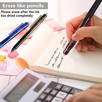 Lineon Erasable Gel Pens, 15 Pack Retractable Erasable Pens Clicker, Fine Point, Make Mistakes Disappear, 8 Black 7 Blue Inks for School & Office - color: 15 Pack Black Blue, size: 15 Count (Pack of 1)