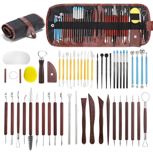48pcs Pottery Tools Kit for Sculpting,Clay Tools Sculpting Kit,Ceramic Tool for Modeling, Trimming, Molding Clay Carving,Shaping, Pottery Kiln