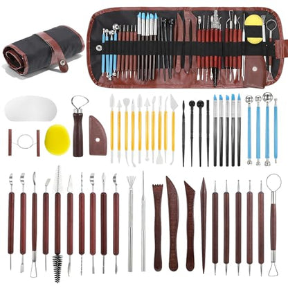 48pcs Pottery Tools Kit for Sculpting,Clay Tools Sculpting Kit,Ceramic Tool for Modeling, Trimming, Molding Clay Carving,Shaping, Pottery Kiln
