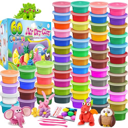 ESSENSON Air Dry Clay 60 Colors, Modeling Clay for Kids