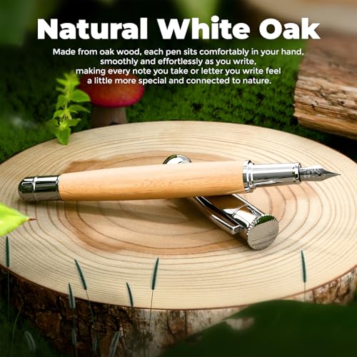 WEMATE Fountain Pen Set for Writing, Fine Nib, Yellow Oak - color: Yellow, style: Oak
