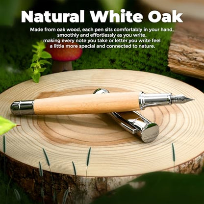 WEMATE Fountain Pen Set for Writing, Fine Nib, Yellow Oak - color: Yellow, style: Oak