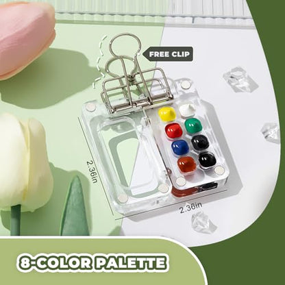 Mini Watercolor Set, Travel Palette for Sketching, Acrylic Palette - color: YELLOW