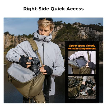 K&F CONCEPT Camera Backpack, 30L Large Capacity Camera Bag - color: Khaki, size: Large
