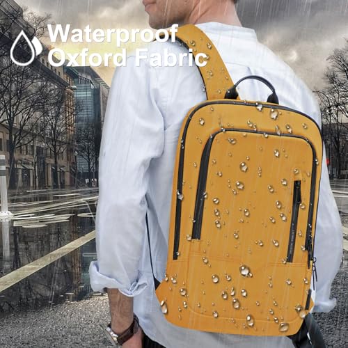 hk Backpack for Men Business Slim Laptop Bag - color: Yellow, size: 17.3 Inch