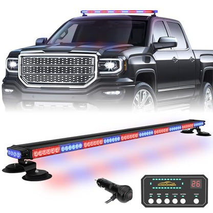 XRIDONSEN 45.5" 128 LED Roof Strobe Light Bar Top Double Side Safety Lights - color: Red/Blue