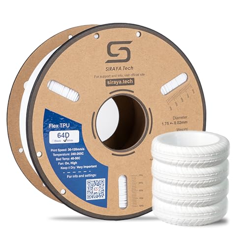 Siraya Tech Flex TPU 64D – High Elastic 3D Printer Filament, White, 1kg - color: Tpu 64d White