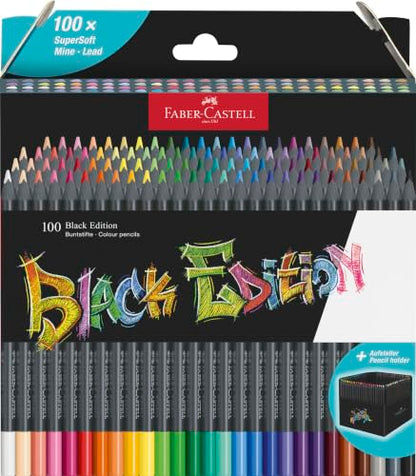 Faber-Castell Black Edition Colored Pencils, 100 Count, Storage Sleeve
