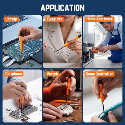Precision Screwdriver Set with Magnetic Tips, 8-in-1 Multi-Function Screwdrivers, 4-in-1 Magnetic Mini Screwdriver, Tweezers, Storage Case, Mini Repair Tool Kit for Electronics, Watches, Eyeglasses