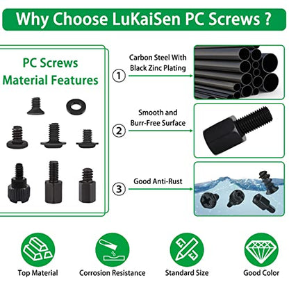 350 Pcs Black Computer Screws Kit PC Motherboard Standoffs SSD Set - color: 350 Pcs Black PC Screw