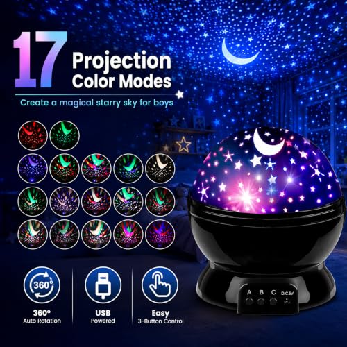 Star Projector Night Light for Kids | Star Lights for Bedroom - color: Black