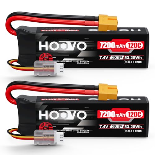 HOOVO 2S Lipo Battery, 7.4V 7200mAh 120C RC Battery Pack,Softcase,XT60 Plug
