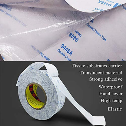 3M Double Coated Tissue Tape 9448A 0.39”x 32.8 Ft 1 Pack for Crafts - size: 0.39”x 32.8 Ft