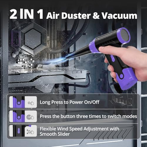 Compressed Air Duster Keyboard Cleaner, Electric Air Blower (Purple) - color: Purple