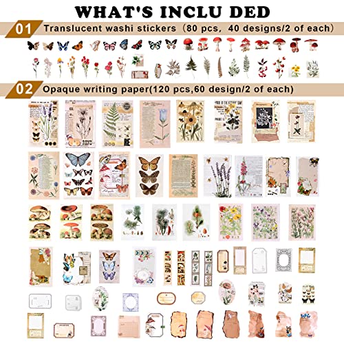 Draupnir 200pcs Vintage Junk Journal Supplies,Scrapbook Supplies Scrapbooking Paper and Stickers Ephemera For Art Aesthetic Journaling Kit Collage(Nature) - style: Nature
