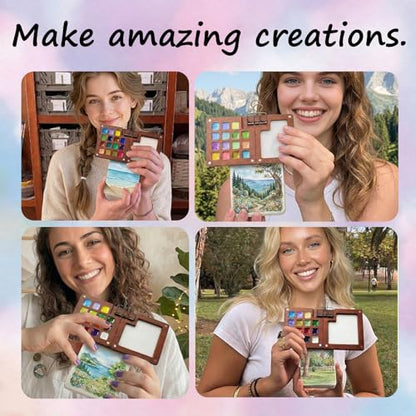 Mini Watercolor Travel Set, Mini Painting Kit, Pocket Palette, 24 Colors