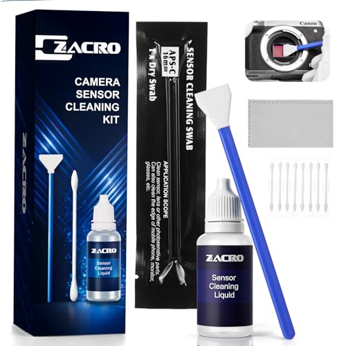 Zacro Camera Cleaning Kit 16mm APS-C Frame Sensor Cleaning Swab*8 + 20ml Sensor Cleaner for DSLR SLR Digital Camera CMOS Sensor Cleaning, Compatible with Nikon Sony Canon - size: 16mm