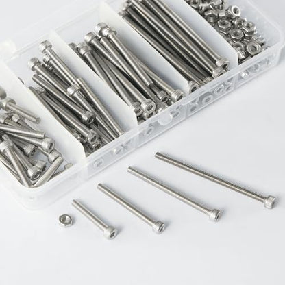M3 x 20mm 30mm 40mm 50mm Hex Socket Head Cap Screws Bolts and Nuts, Stainless Steel 304, Bright Finish, Metric Allen Drive, Fully Thread, Assortment Kit 160PCS - size: Socket M3x20-50mm+Nuts