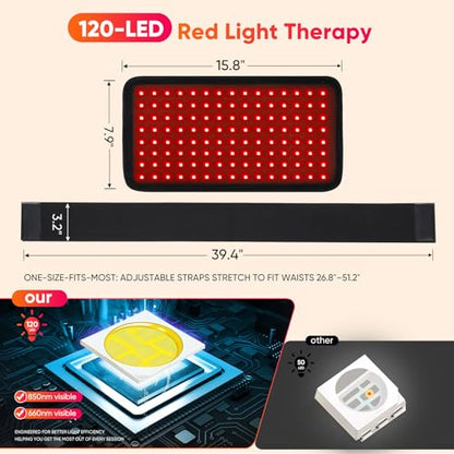 Red Light Therapy Pad, 120 LED 660nm 850nm Infrared Light Wrap - size: New15.55*7.9
