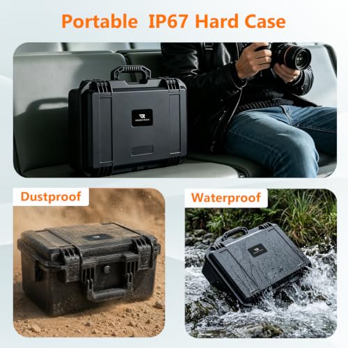 IP67 Portable Waterproof Hard Case with Handle and DIY Customizable Foam - size: RE-3321