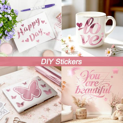 WESTICK Rose Gold Metallic Mirror Paper Self Adhesive Pink Permanent Vinyl - color: 4.Pink
