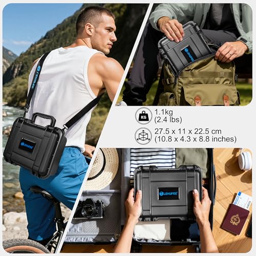 Lekufee Waterproof Hard Case for GoPro MAX 2, GoPro MAX, Action Camera, Battery, GoPro Dual Battery Charger, More Accessories(Case Only)-Black