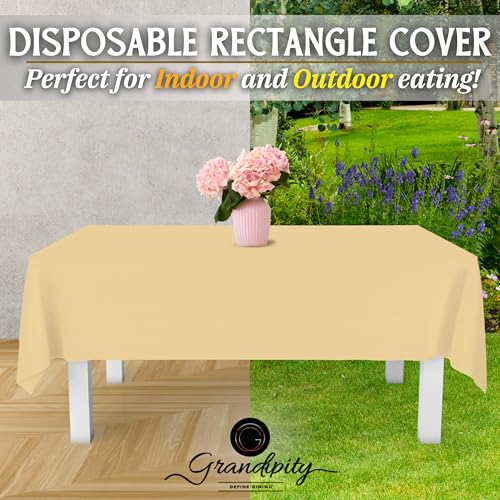 Grandipity Plastic Table Cloth Disposable 12 Pack 54” x 108” Rectangle - color: Ivory, size: 54in. x 108in. Rectangle