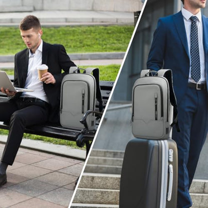 hk Backpack for Men Business Slim Laptop Bag - color: Grey, size: 15.6 Inch