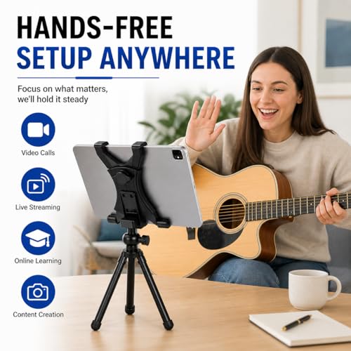 Acuvar Universal Tablet Tripod Mount Holder, Adjustable Stand Adapter for iPad, Samsung Galaxy Tab & Surface, Fits 8–11 Inch Tablets (Vertical & Horizontal), Compatible with Tripods & Monopods