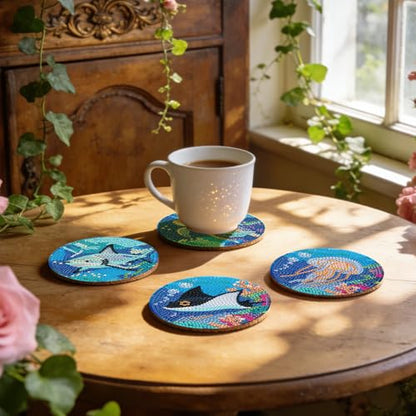 Leatrice Small Diamond Art Coasters Set Diamond Painting Kits for Adults - color: AB Ocean