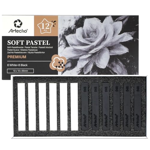 Artecho 12pcs Soft Pastels, 6 White and 6 Black - style: white and black