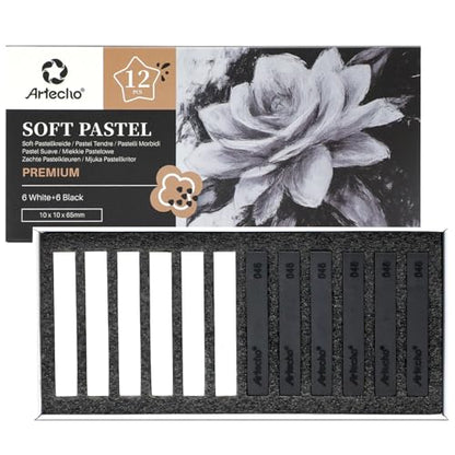 Artecho 12pcs Soft Pastels, 6 White and 6 Black - style: white and black