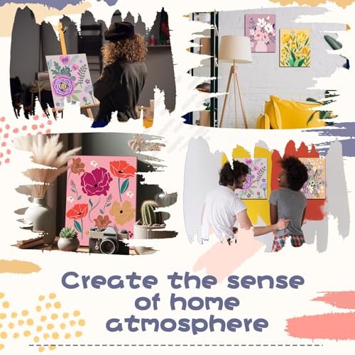 Sherr 108 Pcs Flower Sip and Paint Kit, Pre Drawn Canvas for Adults - style: Flower