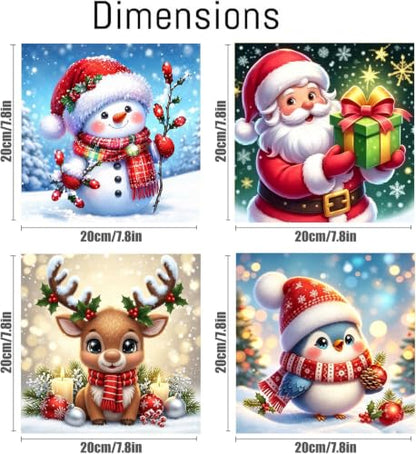 Ekuxom 4 Pack Christmas Paint by Numbers Kit for Adults Beginner with Frame - color: 4 Pack Christmas