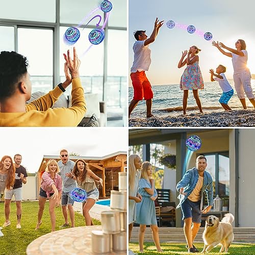 XINHOME 2 Pcs Flying Orb Ball Toys(Blue+Pink) Soaring Hover Boomerang Spinner Hand Controlled Mini Drone for Kids Adults Outdoor Indoor