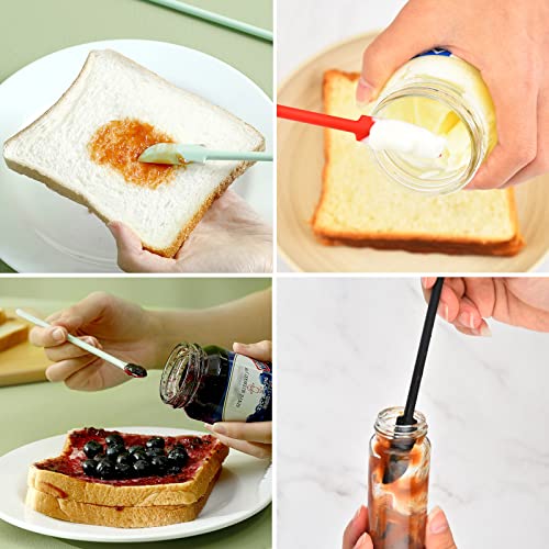 Szecl 8Pcs Double Ended Silicone Spatula Tool for Epoxy Resin 4Pcs Brush Mini Spatula Scraper Set 3 Sizes Stir Sticks DIY Mixing Resin Liquid Last Drop Spatula Silicone Long Spoons for Thin Jar, Paint