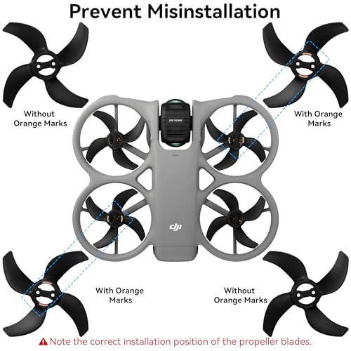 Avata 360 Propellers Blades - 8Pcs Props Quick Replacement Propeller Spare Part 3340S Low Noise Wings for DJI Avata 360 Drones Accessories Black Tips