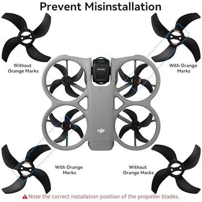Avata 360 Propellers Blades - 8Pcs Props Quick Replacement Propeller Spare Part 3340S Low Noise Wings for DJI Avata 360 Drones Accessories Black Tips