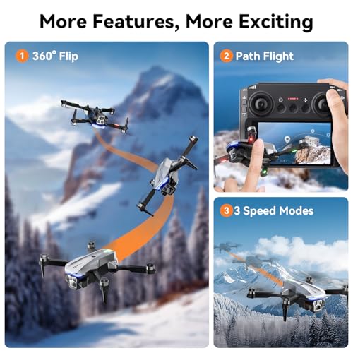 Drone with Camera for Adults, Brushless Quadcopter with Screen, 2 Batteries