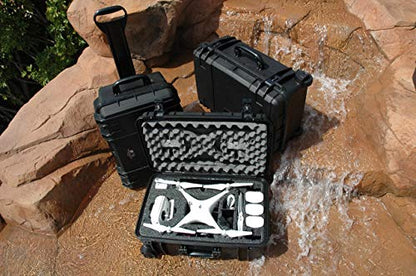 Case Club Wheeled Waterproof Case Fits DJI Phantom 4, Propellers On