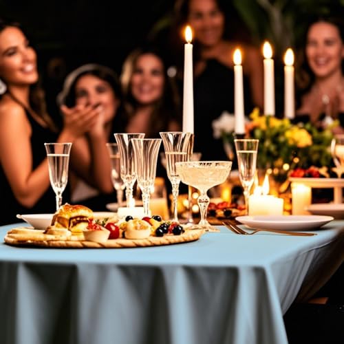 54IN X 160FT Plastic Table Cover Roll with Cutter Box, Cut to Size Plastic Table Cloths for Parties, Birthday, (Light Blue, 54"x1920") - color: Light Blue, size: 1920" x 54" (Rectangular)