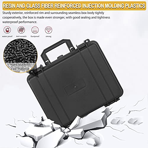 Protective Hard Case Shockproof Water-resistant with Customized DIY Foam Insert fit for Camera, etc, 11 X 9.5 X 5-Inch - size: Inner：10 X 7 X 4.7 Inch