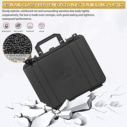 Protective Hard Case Shockproof Water-resistant with Customized DIY Foam Insert fit for Camera, etc, 11 X 9.5 X 5-Inch - size: Inner：10 X 7 X 4.7 Inch